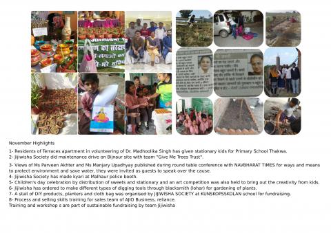 November Highlights, donors contribution and utilisation